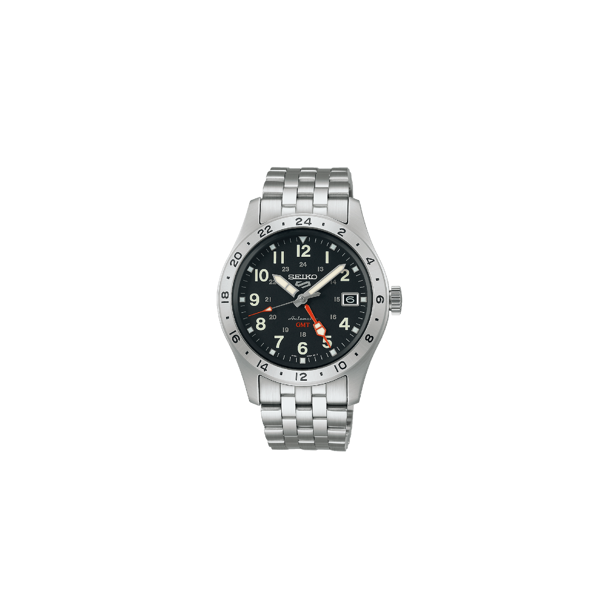 seiko 5 sports herrenuhr automatik gmt stahl schwarz ssk001k1
