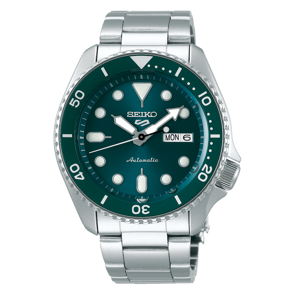 Automatikuhr für Herren Seiko Sports mit grünem Hintergrund