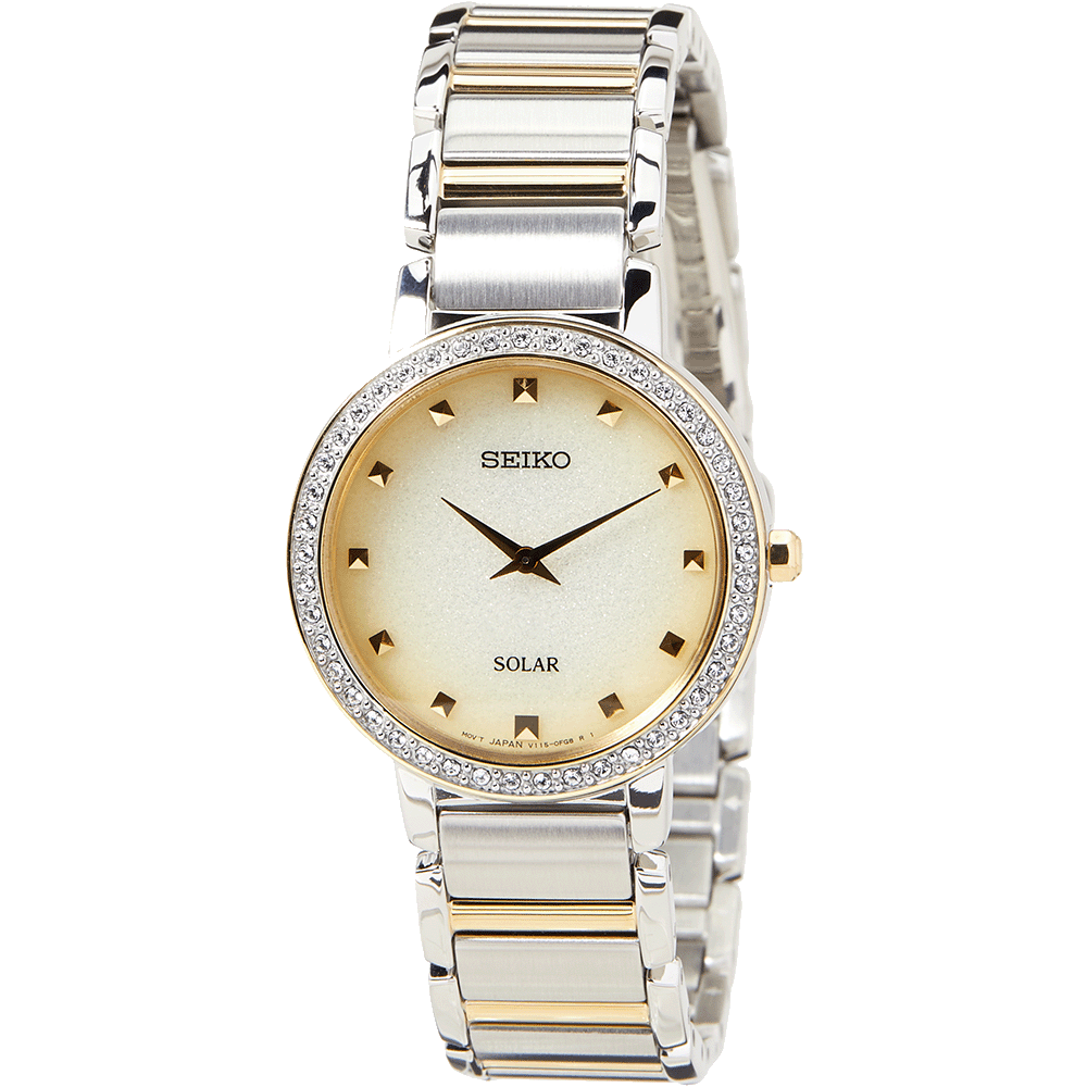 Seiko women's solar online watch with swarovski crystals