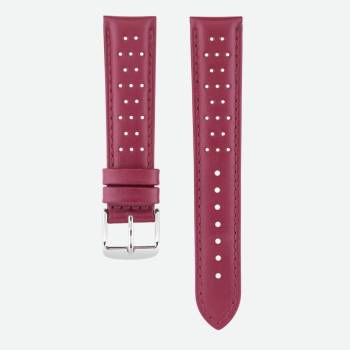 Red perforated leather strap