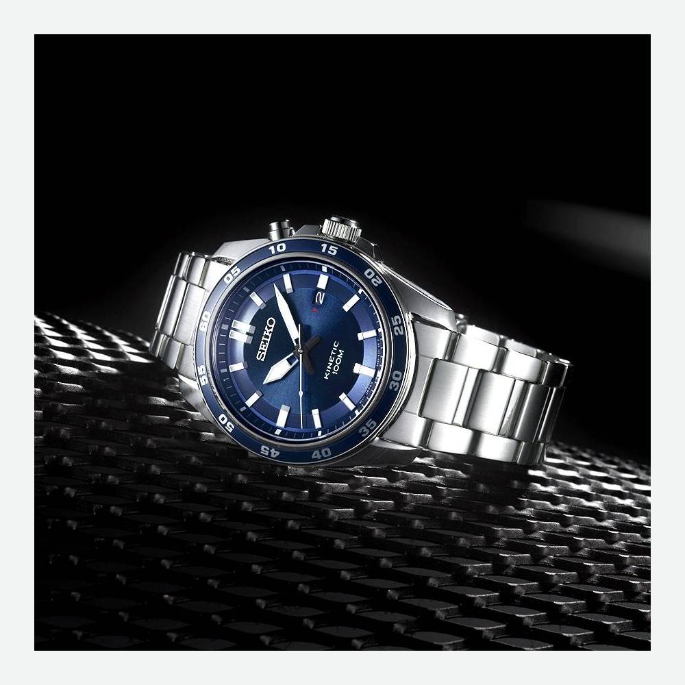 Seiko Sport Kinetic steel watch blue SKA783P1 men\'s